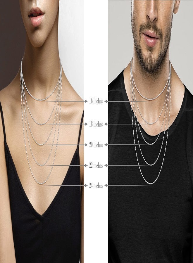 Miabella Italian 925 Sterling Silver 2mm Ball Chain Solid Bead Necklace Made in Italy (Length 16 Inches) - Image 4